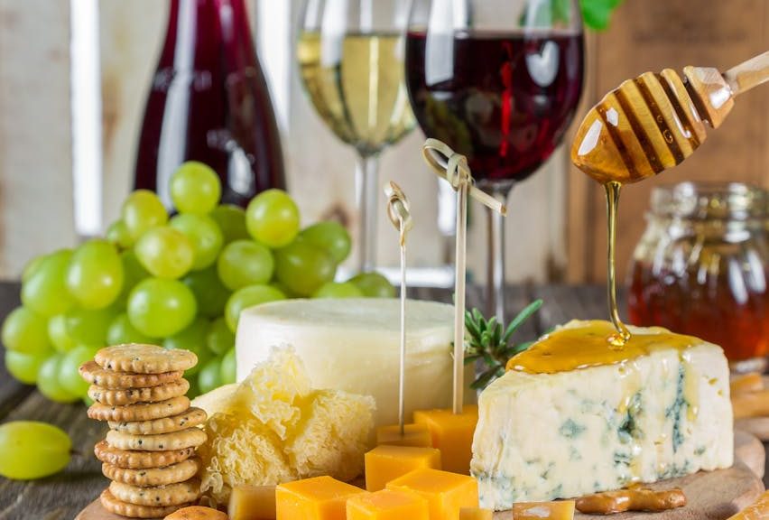 Close-up of Wine And Fruits